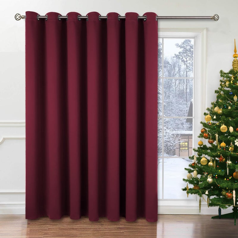 BGment Fashion Sliding Door Curtain 100 X 84 Inches, Wide Thermal Blackout Curtains Room Darkening Room Divider Window Curtain, 1 Panel, Burgundy Red, 84 Length X Wide 100 - Image 1